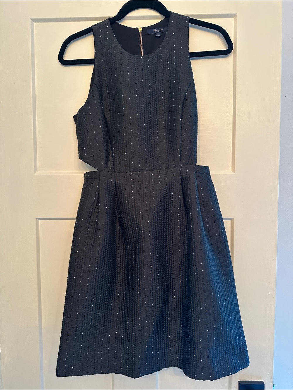 Madewell black and gold cut out dress.